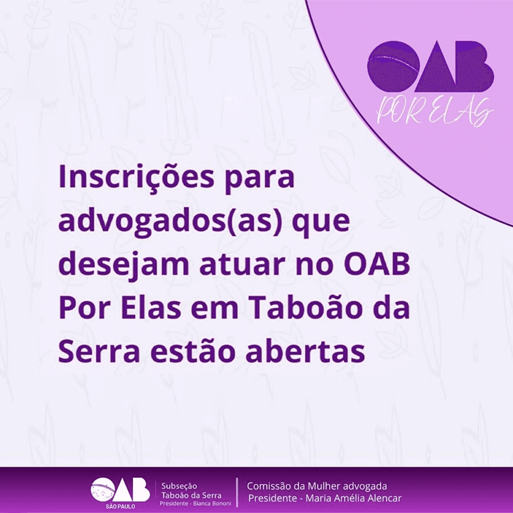 Inscrições Abertas: OAB por Elas