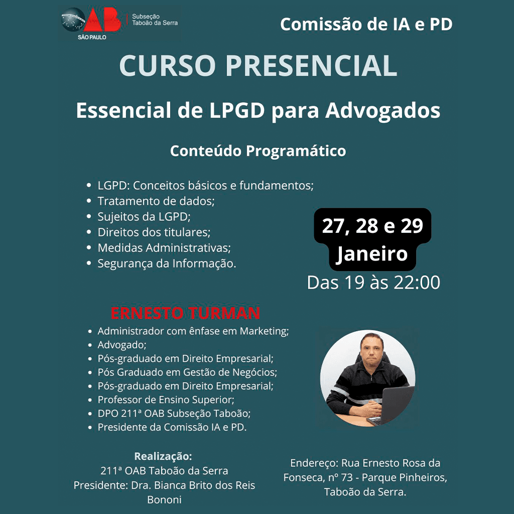 Curso Presencial: Essencial de LPGD para Advogados