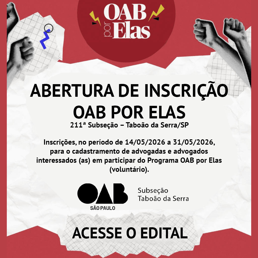 Inscrições OAB por ELAS (até 31/05/2026)