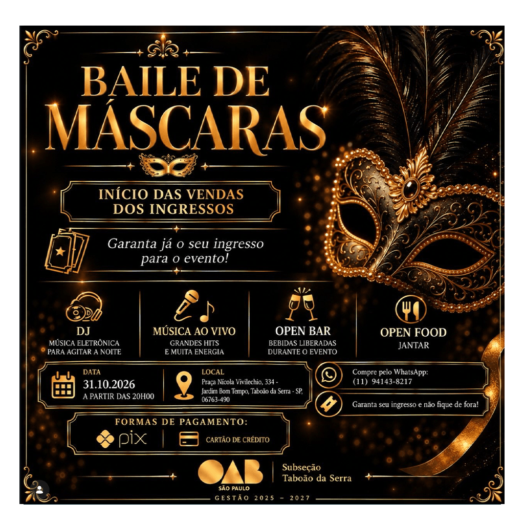 🎭✨ Baile de Máscaras da Advocacia 2026